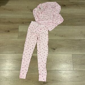 SKIMS Pink Cherry Print Ribbed Pajama Set